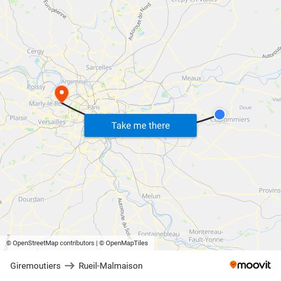 Giremoutiers to Rueil-Malmaison map