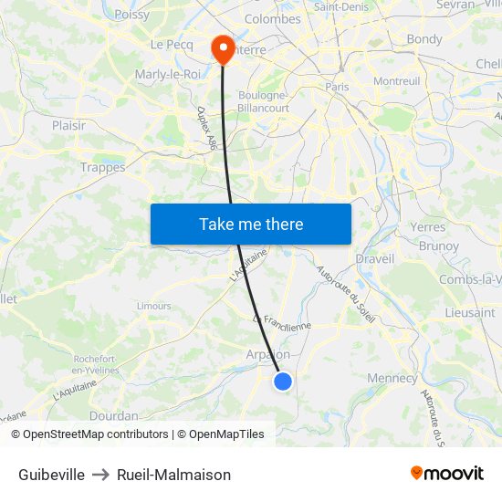 Guibeville to Rueil-Malmaison map
