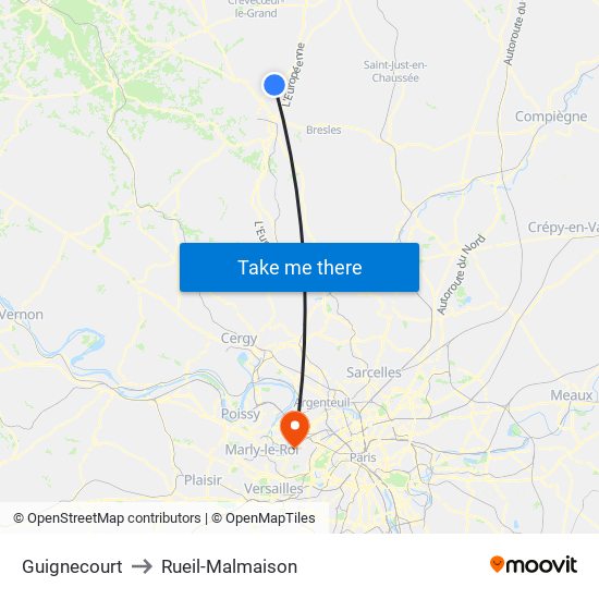 Guignecourt to Rueil-Malmaison map