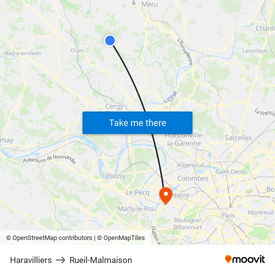 Haravilliers to Rueil-Malmaison map