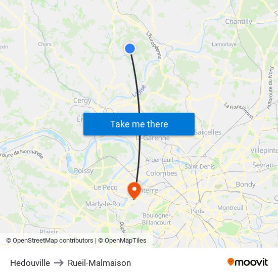 Hedouville to Rueil-Malmaison map