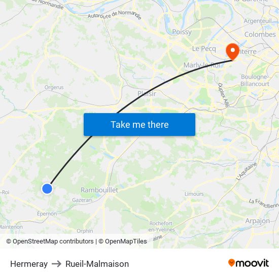 Hermeray to Rueil-Malmaison map