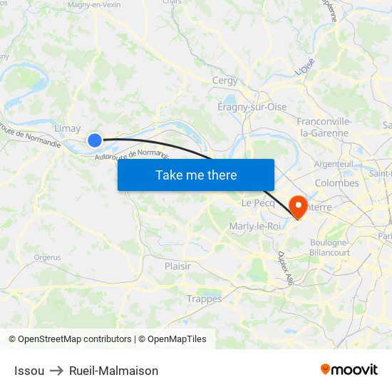 Issou to Rueil-Malmaison map