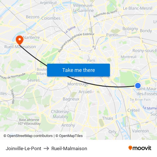 Joinville-Le-Pont to Rueil-Malmaison map