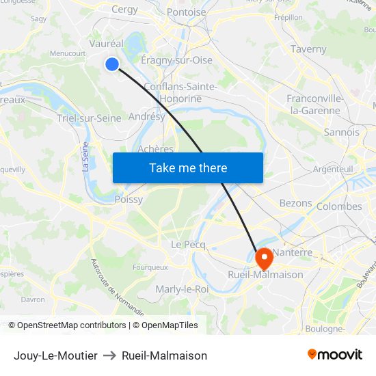 Jouy-Le-Moutier to Rueil-Malmaison map