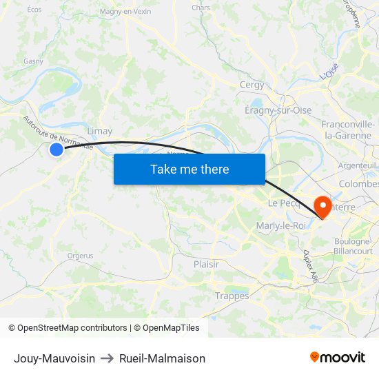 Jouy-Mauvoisin to Rueil-Malmaison map