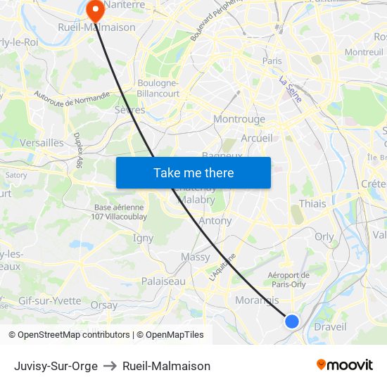 Juvisy-Sur-Orge to Rueil-Malmaison map