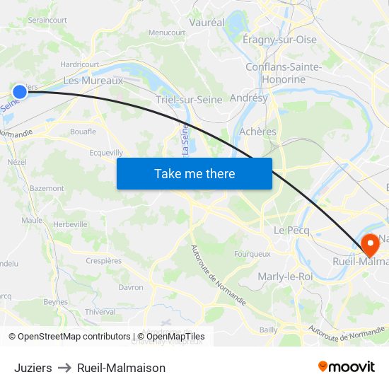 Juziers to Rueil-Malmaison map