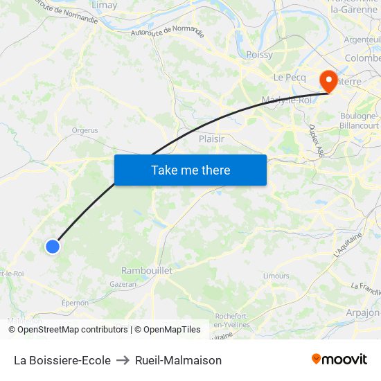 La Boissiere-Ecole to Rueil-Malmaison map
