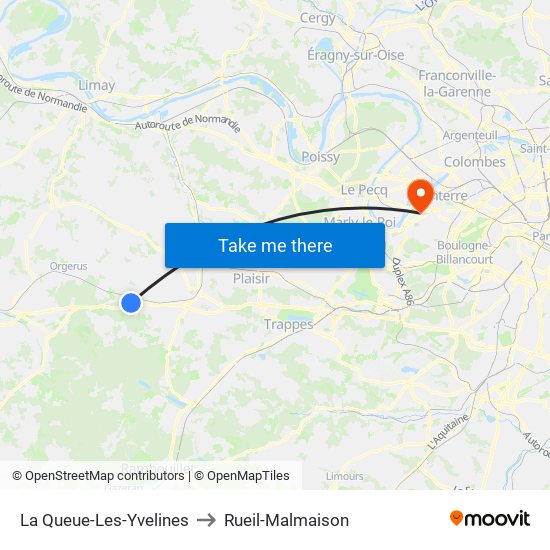 La Queue-Les-Yvelines to Rueil-Malmaison map