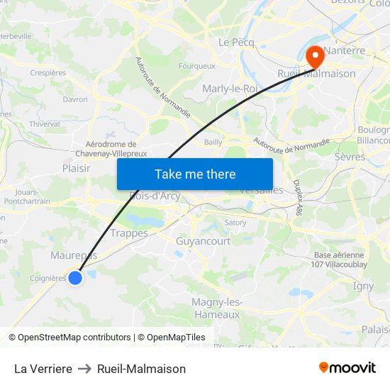 La Verriere to Rueil-Malmaison map