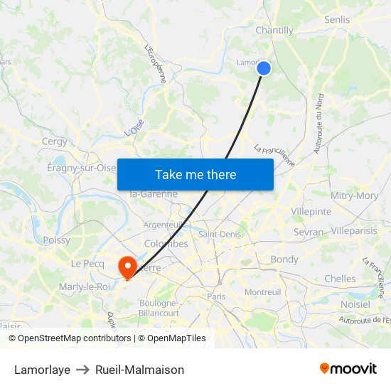 Lamorlaye to Rueil-Malmaison map