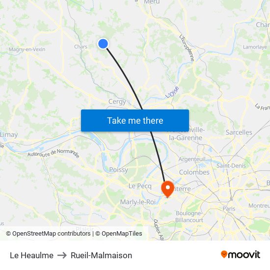 Le Heaulme to Rueil-Malmaison map