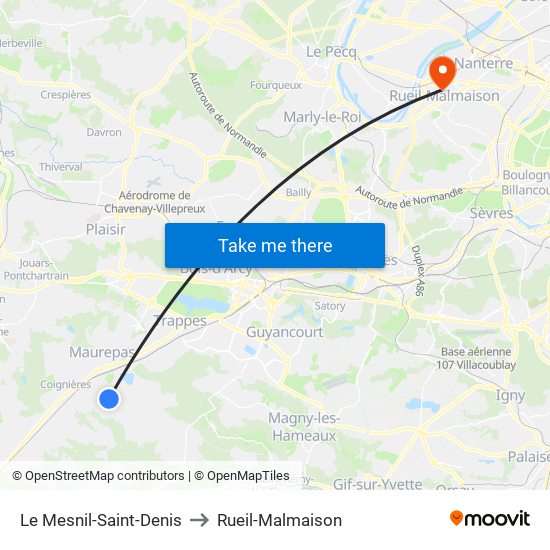Le Mesnil-Saint-Denis to Rueil-Malmaison map