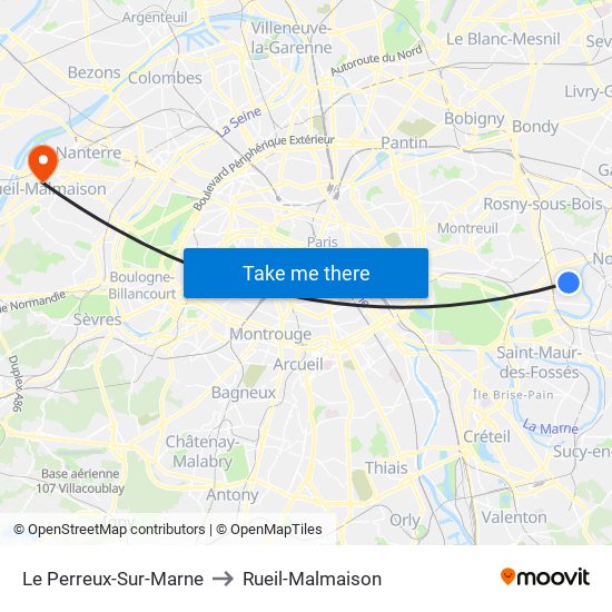 Le Perreux-Sur-Marne to Rueil-Malmaison map