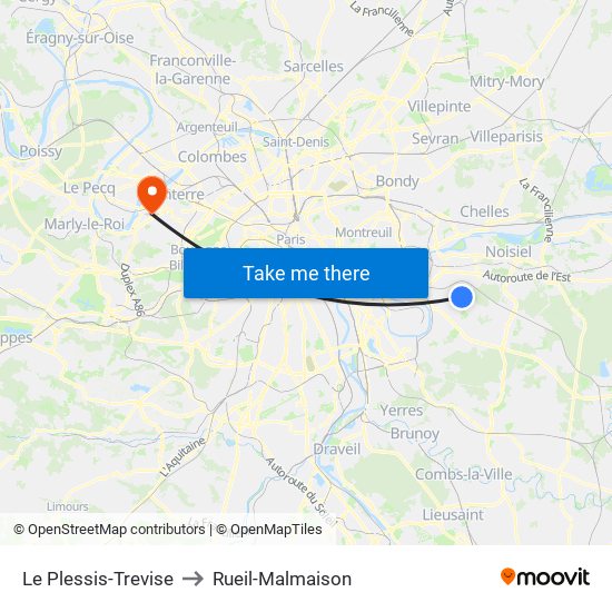 Le Plessis-Trevise to Rueil-Malmaison map