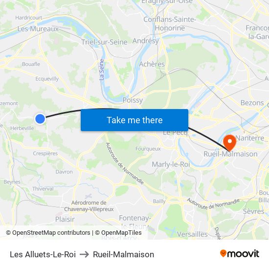 Les Alluets-Le-Roi to Rueil-Malmaison map