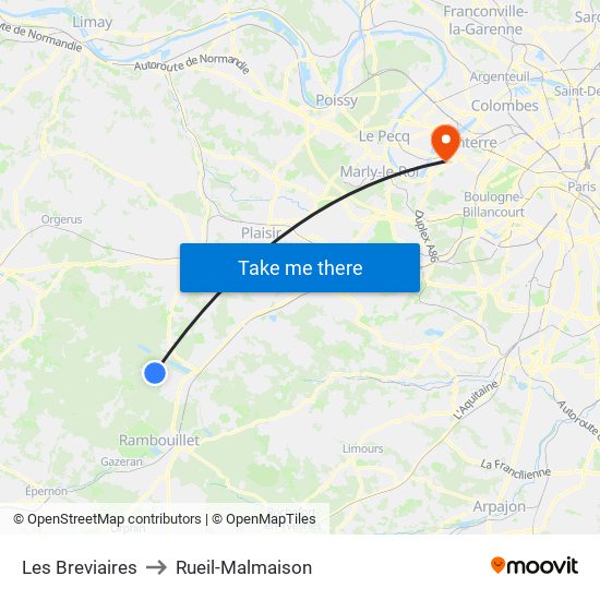 Les Breviaires to Rueil-Malmaison map