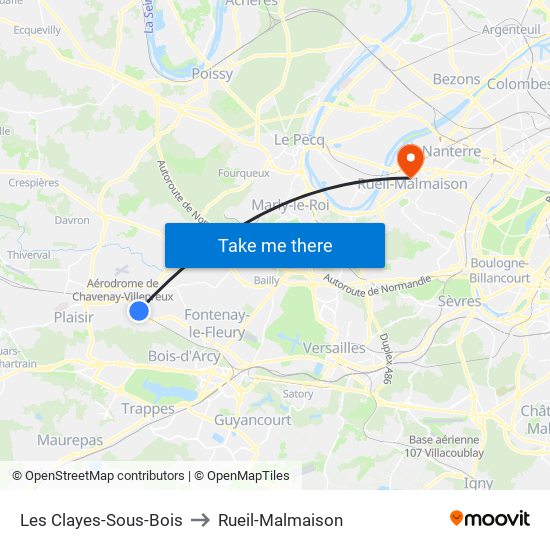 Les Clayes-Sous-Bois to Rueil-Malmaison map