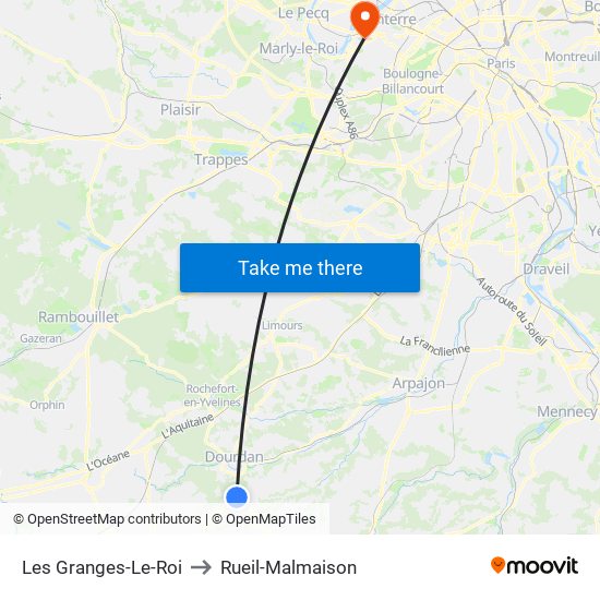 Les Granges-Le-Roi to Rueil-Malmaison map