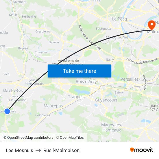 Les Mesnuls to Rueil-Malmaison map