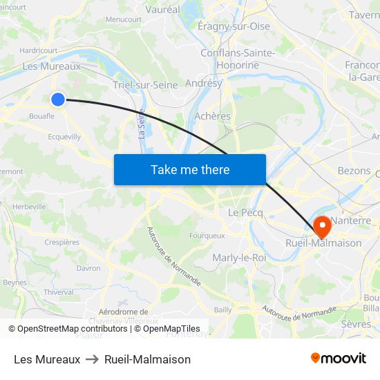 Les Mureaux to Rueil-Malmaison map