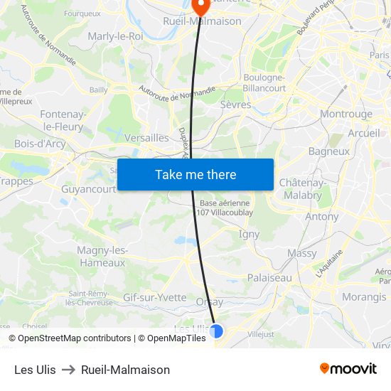 Les Ulis to Rueil-Malmaison map