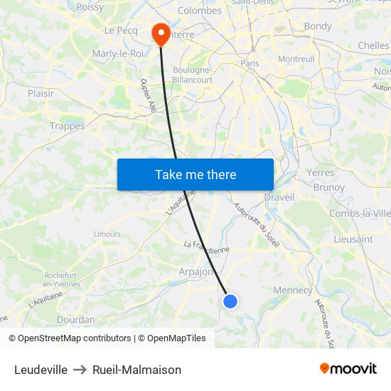 Leudeville to Rueil-Malmaison map