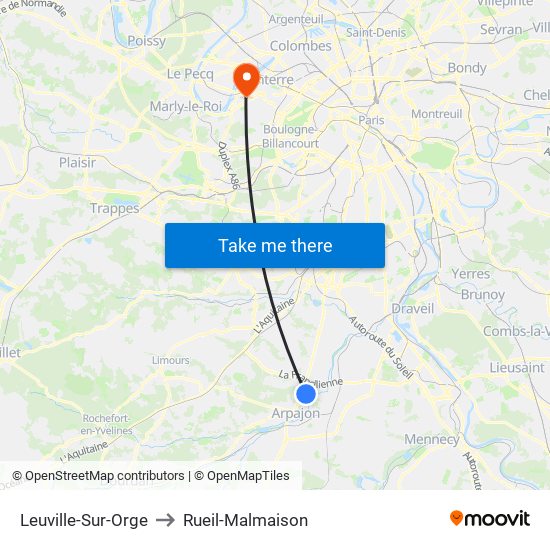 Leuville-Sur-Orge to Rueil-Malmaison map