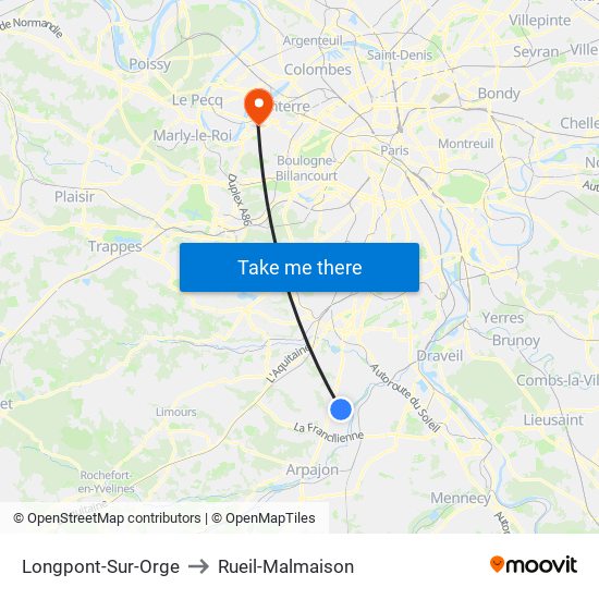 Longpont-Sur-Orge to Rueil-Malmaison map