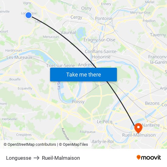Longuesse to Rueil-Malmaison map
