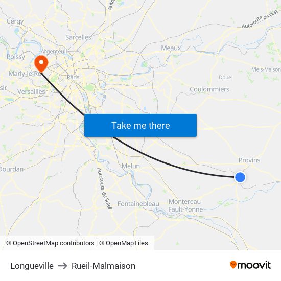 Longueville to Rueil-Malmaison map