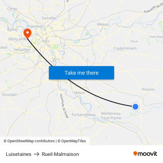 Luisetaines to Rueil-Malmaison map