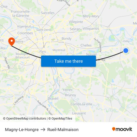 Magny-Le-Hongre to Rueil-Malmaison map