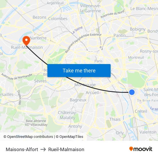 Maisons-Alfort to Rueil-Malmaison map