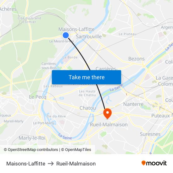 Maisons-Laffitte to Rueil-Malmaison map