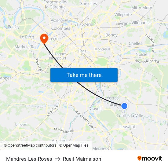 Mandres-Les-Roses to Rueil-Malmaison map