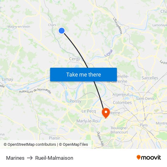 Marines to Rueil-Malmaison map