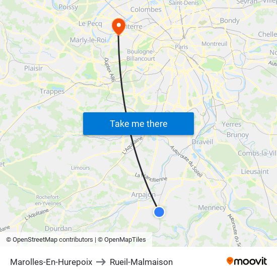 Marolles-En-Hurepoix to Rueil-Malmaison map