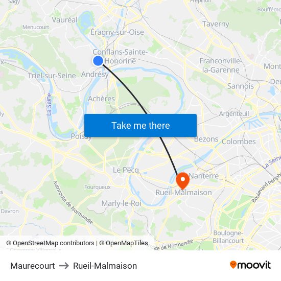 Maurecourt to Rueil-Malmaison map