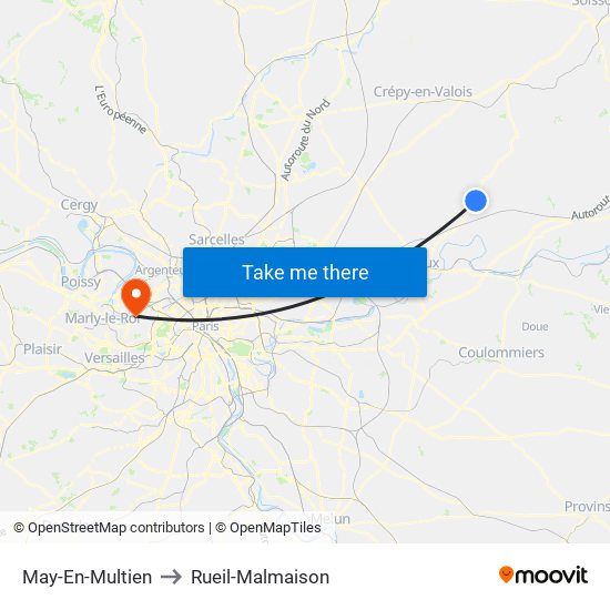 May-En-Multien to Rueil-Malmaison map