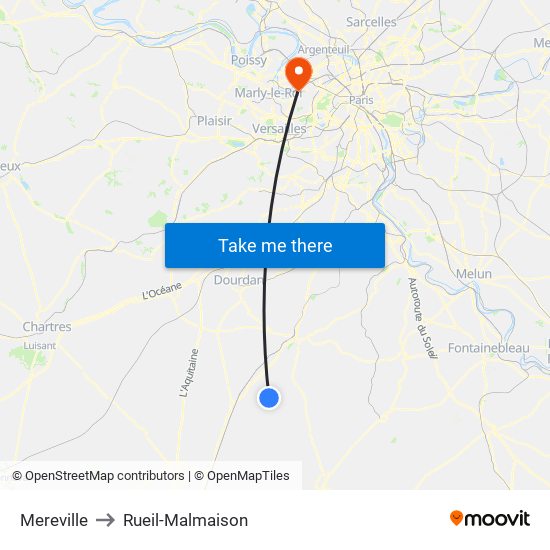 Mereville to Rueil-Malmaison map