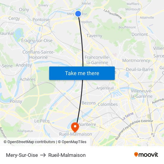 Mery-Sur-Oise to Rueil-Malmaison map