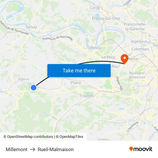 Millemont to Rueil-Malmaison map