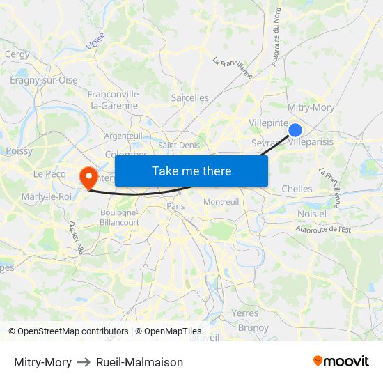 Mitry-Mory to Rueil-Malmaison map