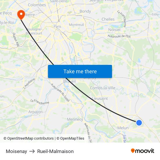 Moisenay to Rueil-Malmaison map