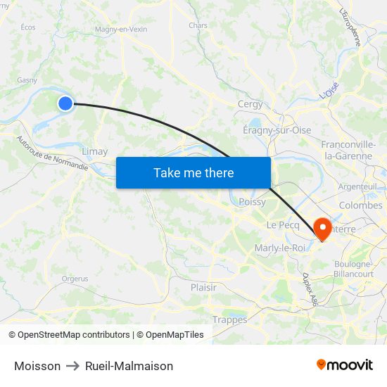 Moisson to Rueil-Malmaison map