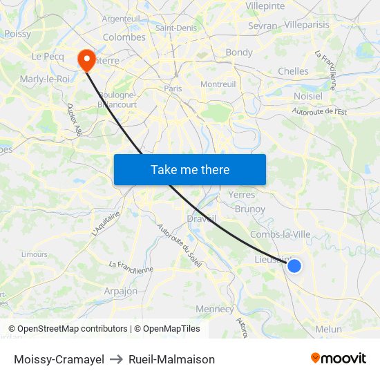 Moissy-Cramayel to Rueil-Malmaison map