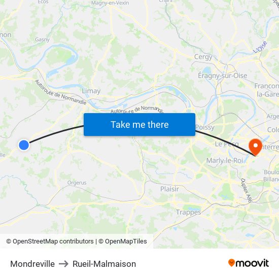 Mondreville to Rueil-Malmaison map