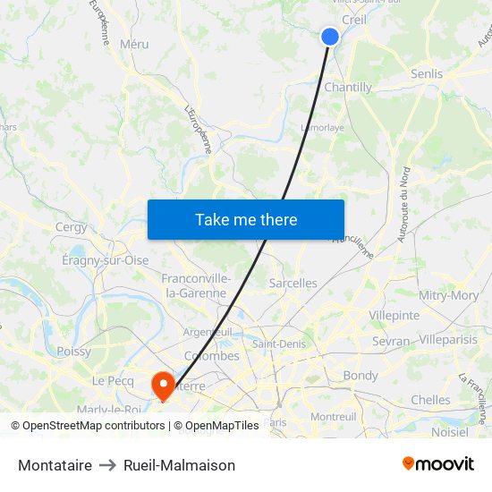 Montataire to Rueil-Malmaison map